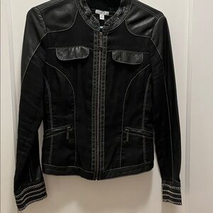Vintage Cache linen and leather jacket
